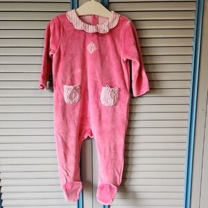 Jacadi Paris Pink Velour Footed Onesie